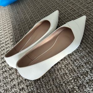 White Pointed Toe Flats